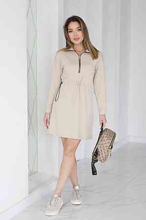 Трикотажне плаття оверсайз на кулісці "Answer" |  Норма та батал Бежевий, 46-48 Київ