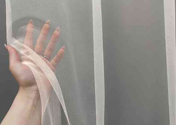 Тюль VR-Textil 1659т Грек-сетка с вышивкой Молочный с пудровым 300х270 см (42-0667) Киев