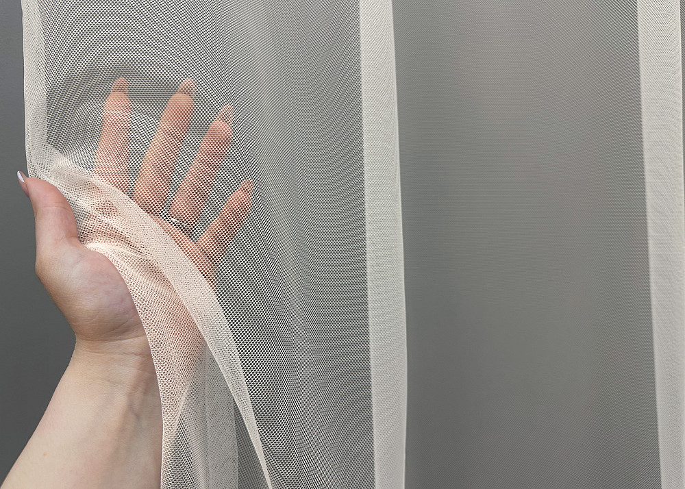 Тюль VR-Textil 1659т Грек-сетка с вышивкой Молочный с пудровым 300х270 см (42-0667) Киев - изображение 4