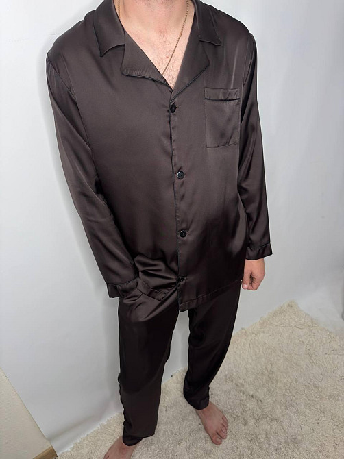 Мужская пижама шелк Шоколадный L Харьков - изображение 6