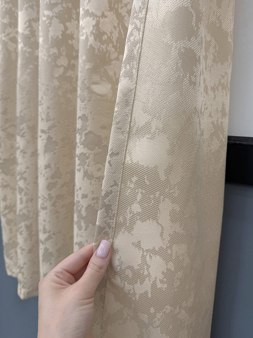 Комплект коротких штор VR-Textil Лен мрамор Pavliani VO № 1767ш бежевый 130х170 см 2 шт (35-0463) Киев - изображение 6
