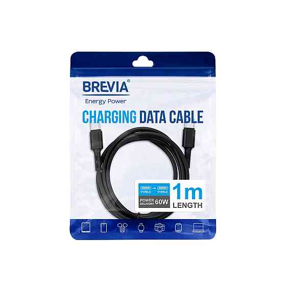 Кабель Brevia Type-C to Type-C 60W 1м, чорний ZIP (51100BCCZ1) Львів