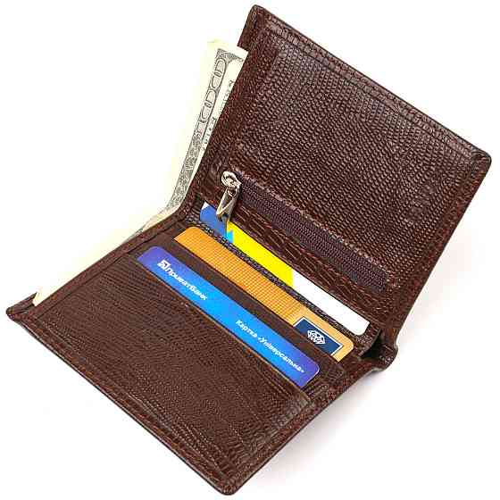 Фактурний гаманець для чоловіків з натуральної шкіри з тисненням CANPELLINI 21927 Коричневий Київ