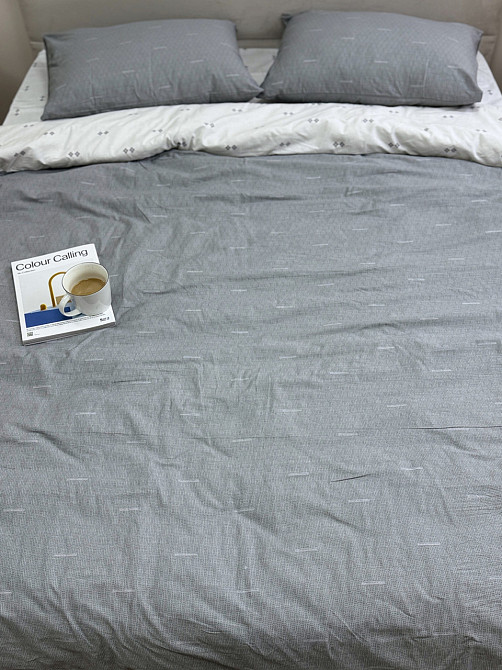 Ecotton Підковдра на блискавці Ecotton полуторний 150х215 см сатин із бавовни сірого кольору дв Коломия - фото 3