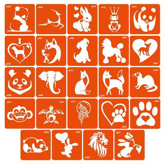 Набор трафаретов для био-тату «A - животные» a-simple_24_1 Винница