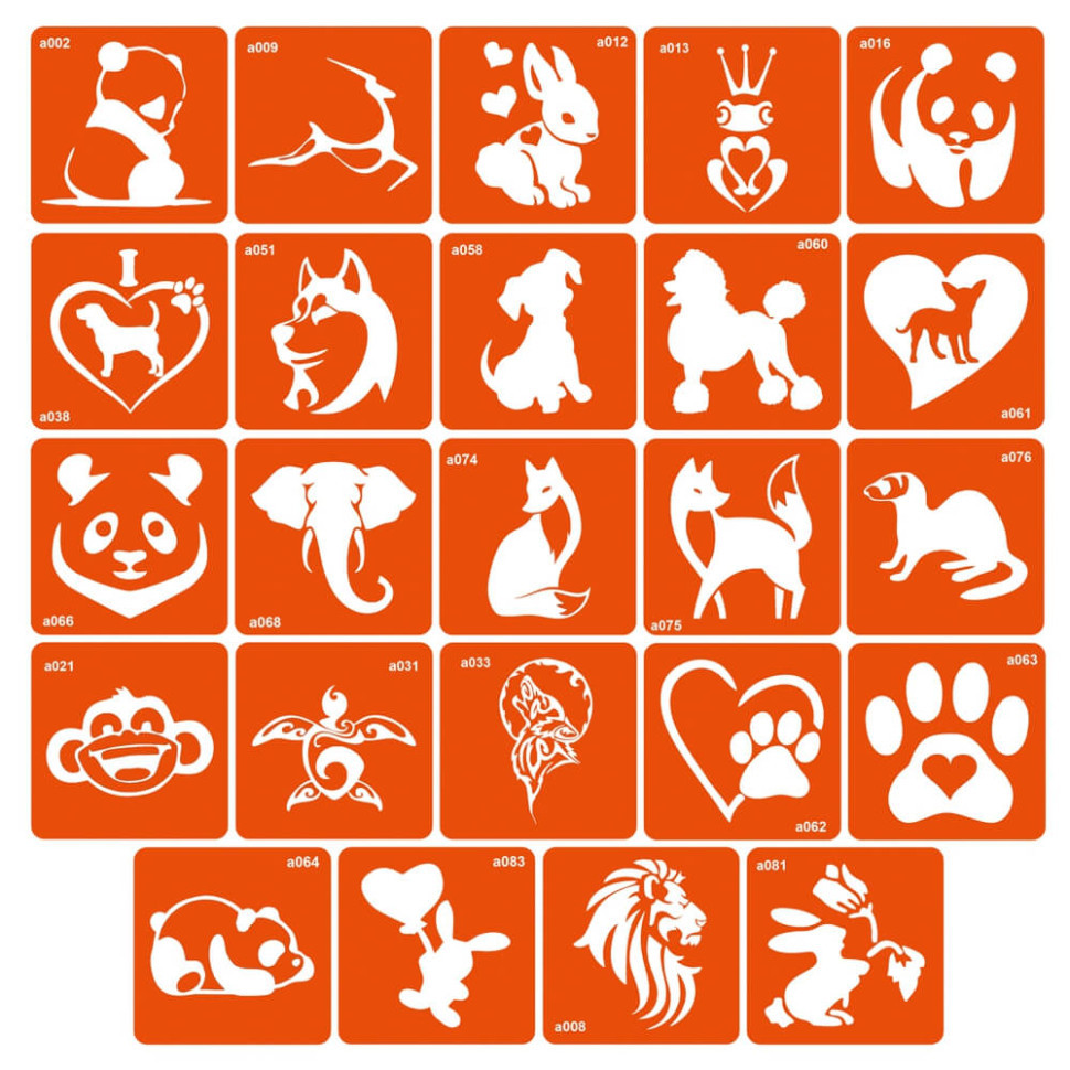 Набор трафаретов для био-тату «A - животные» a-simple_24_1 Винница - изображение 1