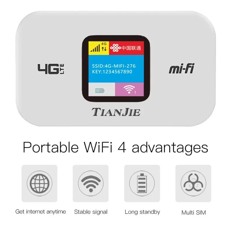 Wi-Fi роутер TIANJIE 4G 150Mbps M800-3-LCD (Білий) Николаев - изображение 3