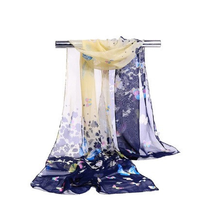 Шифоновый шарф разноцветный с принтом бабочек - размер шарфа приблизительно 145*48см, 100% вискоза Киев - изображение 1