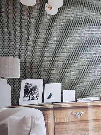 Шпалери метрові вінілові на флізелін Marburg Villa Romana геометрія смужки завитки чорні з золотистим Київ