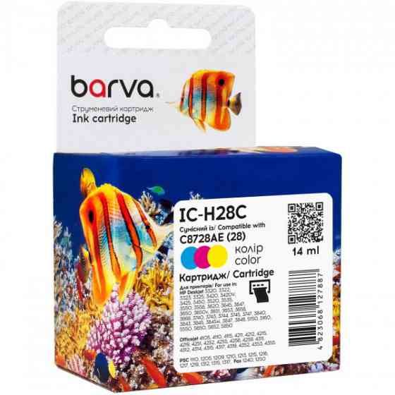 Картридж сумісний HP 28 (C8728AE) 14 мл, триколірний Barva (IC-H28C) (CI-BAR-HP-C8728AE-C) Київ