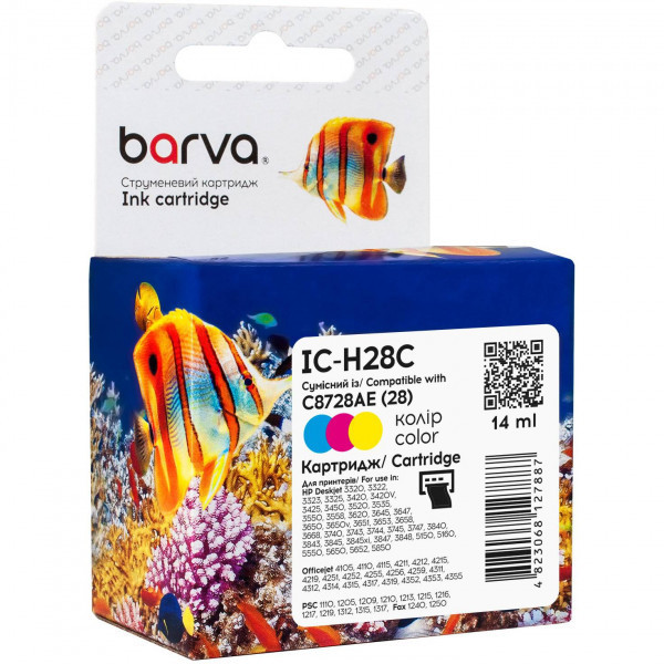 Картридж сумісний HP 28 (C8728AE) 14 мл, триколірний Barva (IC-H28C) (CI-BAR-HP-C8728AE-C) Київ - фото 1