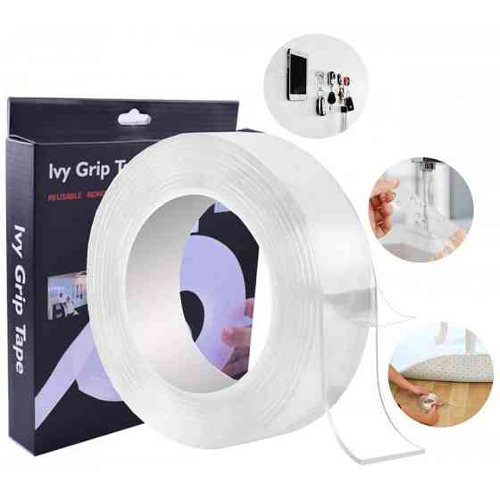 Многоразовая крепежная лента Ivy Grip Tape 1м, прозрачная, ширина 2 см, длина 5 метров, материал гел Киев