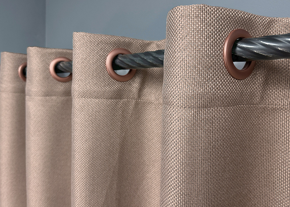 Комплект штор на люверсах VR-Textil Льон-блекаут Льон Мішковина № 1069ш Пудровий 150х250см 2 шт (37-0192) Київ - фото 7