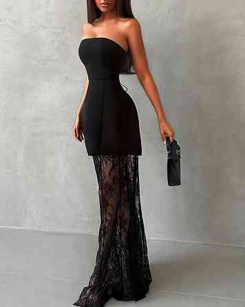 Женское вечернее элегантное платье-юбка   костюмка + нежный гипюр Одесса