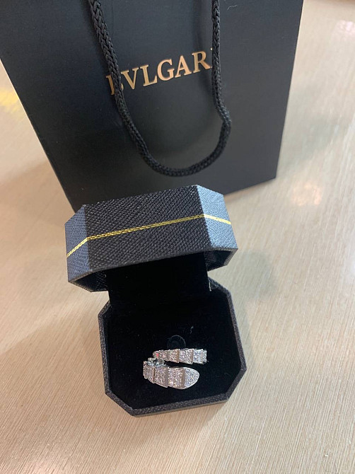Комплект BVLGARI змія/ браслет і кільце/ циркони посріблення Одеса - фото 10