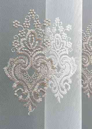 Тюль фатин с вышивкой и люрексом Цвет молочный с пудровым 1857т Киев