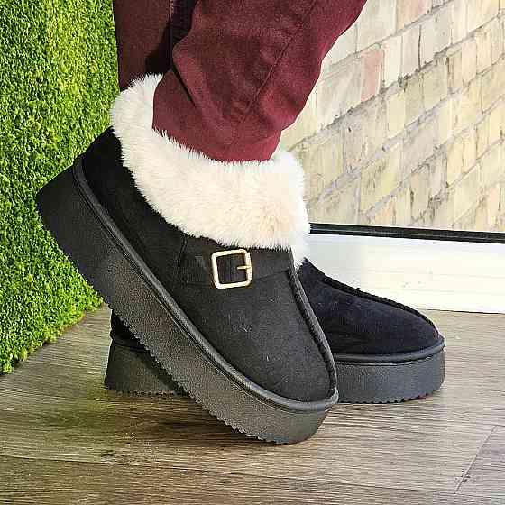 Зимові жіночі Уги Чорні Чобітки з Хутром Теплі (розміри: 36,37,38,39,40,41) Дніпро
