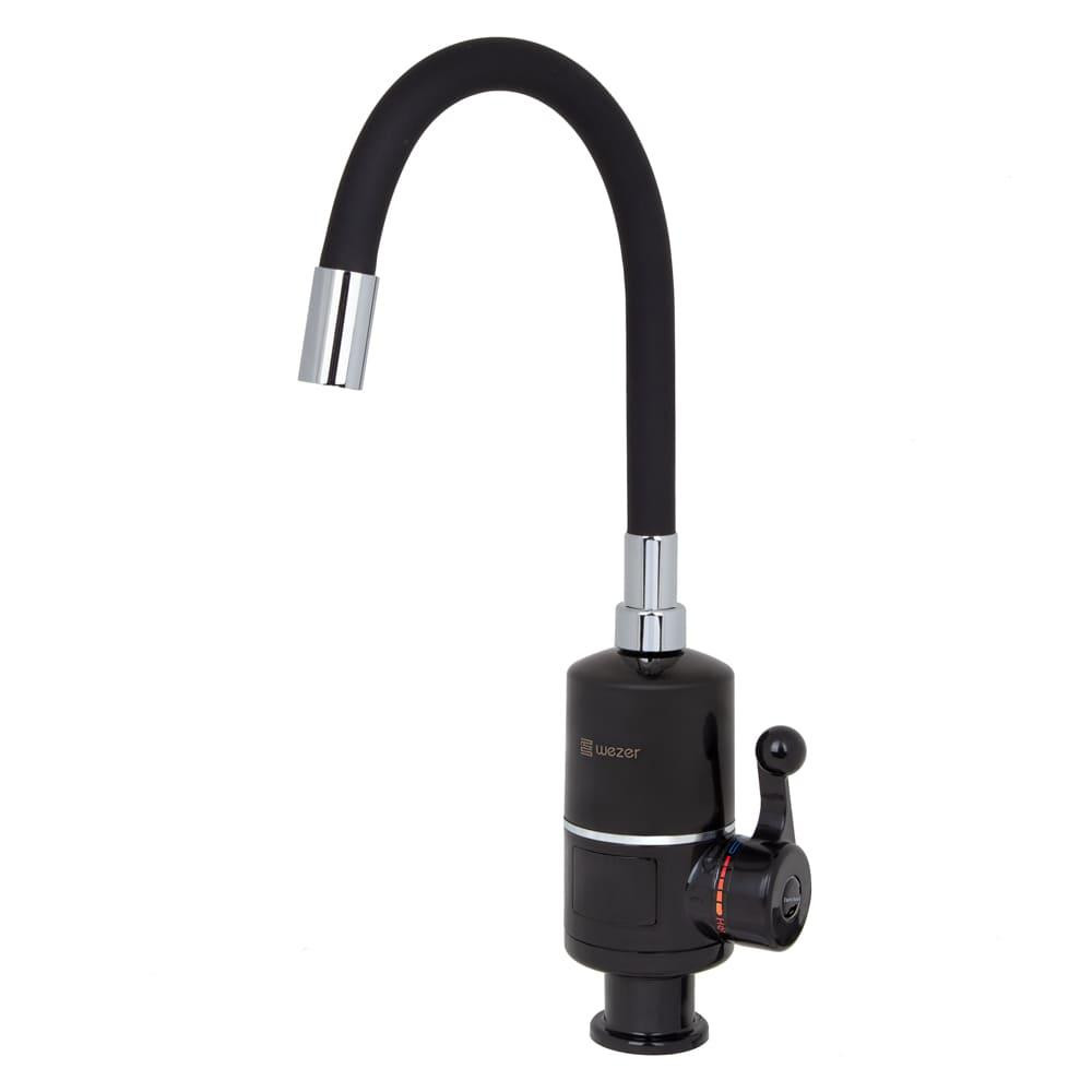 Проточний кран водонагрівач WEZER SDR-G05T-Black гнучкий вилив, чорний Київ - фото 3