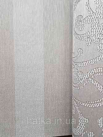 Текстильні шпалери на флізеліновій основі Da capo RaschTextil 085678 смуги широкі сірі сріблясті Київ