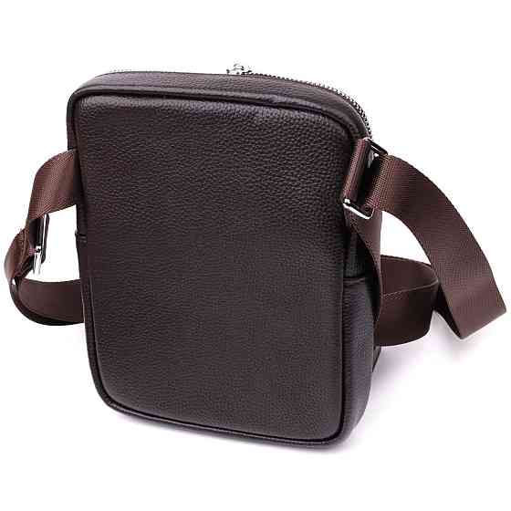 Мужская вертикальная сумка из натуральной кожи Vintage 22863 Коричневый Киев