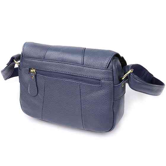 Практична сумка з натуральної шкіри для жінок Vintage 22971 Синій Київ