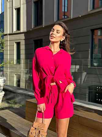 Костюм-трійка жіночий літній креп-жатка Малиновий M-L Харків