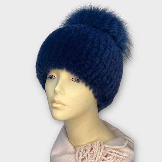 Шапка хутряна жіноча Бон Тіфані Синій Харків