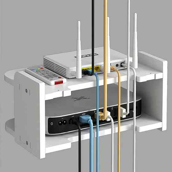 Настенная полка для роутера 2-уровневая 28х17х12см / Прямая полка для маршрутизатора / Подставка для роутера Киев