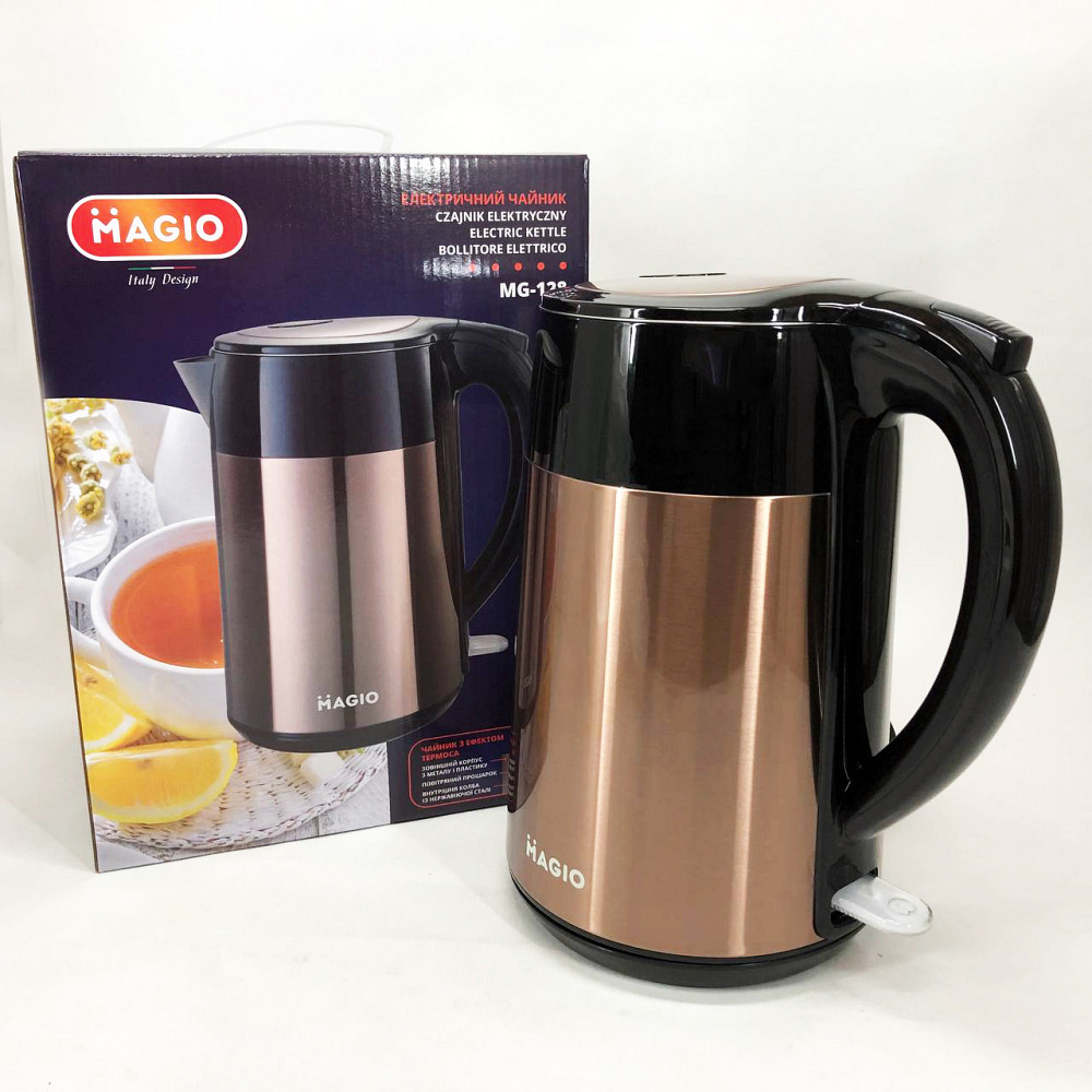 Чайники на підставці MAGIO MG-128 1.8 л 1850 Вт, Хороший електрочайник для дому, Електрочайник сталь WU-77 Івано-Франківськ - фото 5