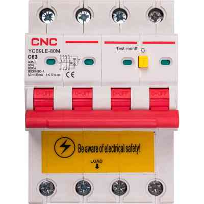 Дифференциальный автоматический выключатель CNC YCB9LE-80M 4P C63 6000A 30mA (NV821969) Винница