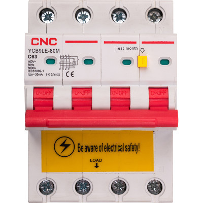 Дифференциальный автоматический выключатель CNC YCB9LE-80M 4P C63 6000A 30mA (NV821969) Винница - изображение 1