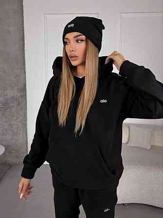 Женский стильный теплый костюм из флиса полар с шапкой Одесса