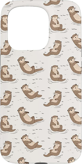 Чехол для iPhone 15 Pro с принтом выдры мультицветный двухкомпонентный TPU+PC защитный антивоударный авторские Киев - изображение 1