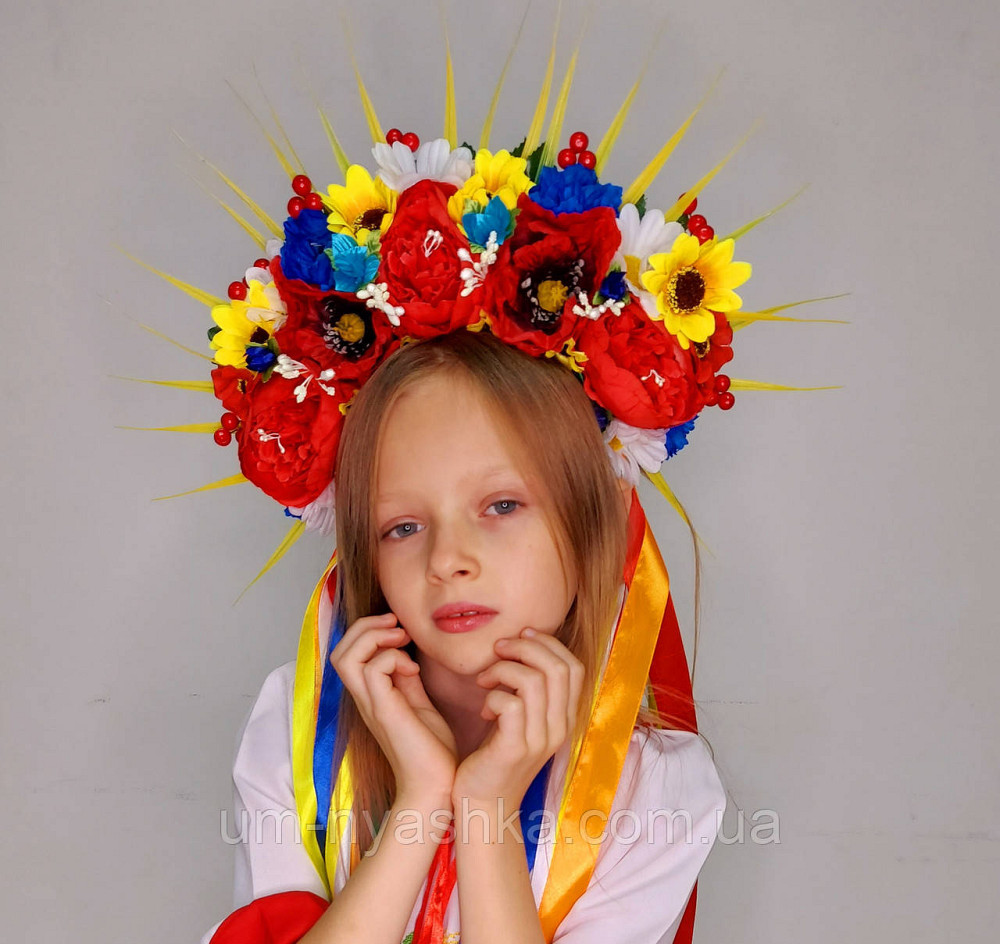 Віночок ободок з квітами "Сценічний зі стрічками" Кривий Ріг - фото 2