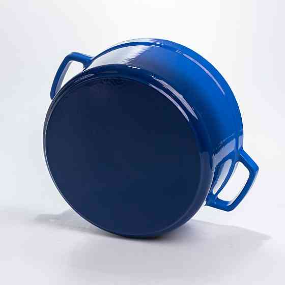 Каструля чавунна 4.5 л емальована з кришкою посуд для тушкування запікання томонія кухонна Синя HP-1-19-BLUE Коломия