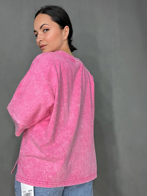 Футболка женская A-N 26030 вареная тай-дай оверсайз с вышивкой Mickey Mouse, розовый, one size Киев - изображение 9