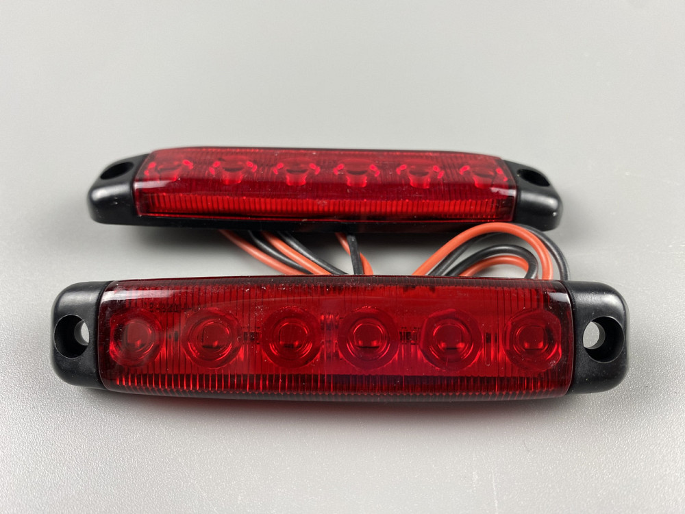 Ліхтар LED габаритний світлодіодний 24V IP67 6 led діодів SMD червоний , оптична лінза + кріплення для авто Мукачево - фото 1