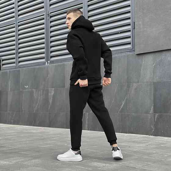 Чорний чоловічий спортивний костюм осінь/зима з капюшоном Pobedov Space Київ