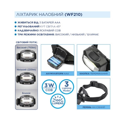 Фонарь Westinghouse 3W LED WF210 + 3 х AAA LR03 (WF210-3LR03NDB) Винница - изображение 3