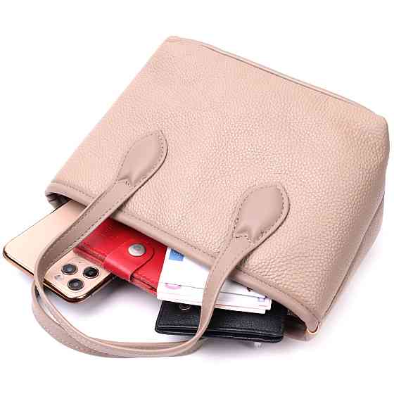 Жіноча сумка з двома ручками з натуральної шкіри Vintage 22283 Бежева Київ