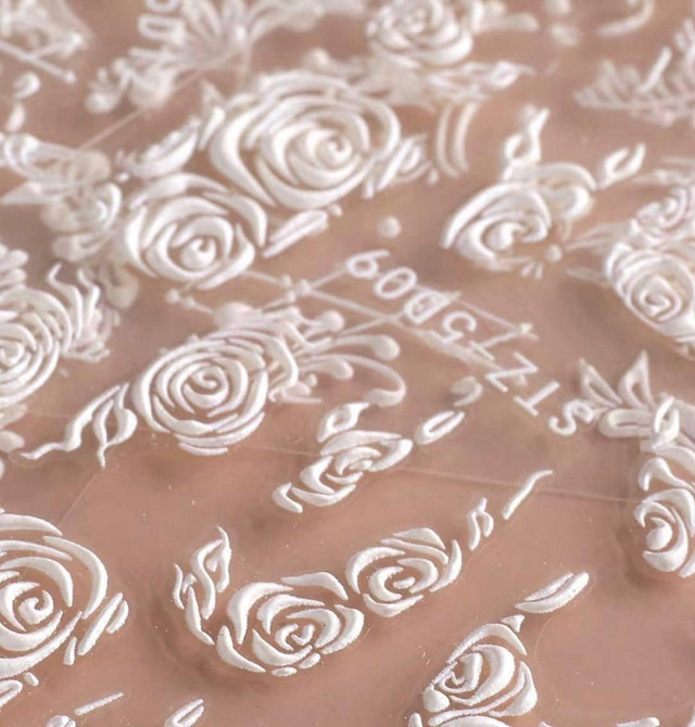 Наклейки для ногтей 3D с розами, белые слайдеры для дизайна маникюра Киев - изображение 3