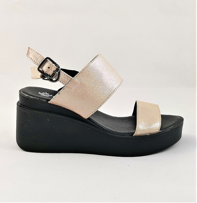 Жіночі Сандалі Босоножки на Танкетці Платформа Бежові Літні (розміри: 36) - 76-4 Дніпро - фото 9