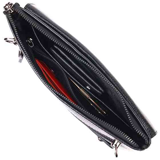 Чоловічий стильний клатч із натуральної шкіри CANPELLINI 21551 Чорний Київ