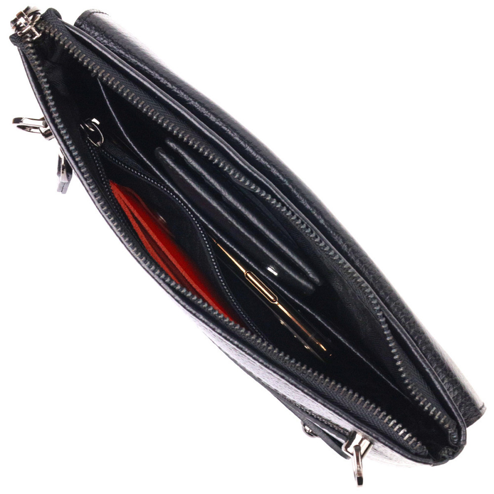 Чоловічий стильний клатч із натуральної шкіри CANPELLINI 21551 Чорний Київ - фото 5