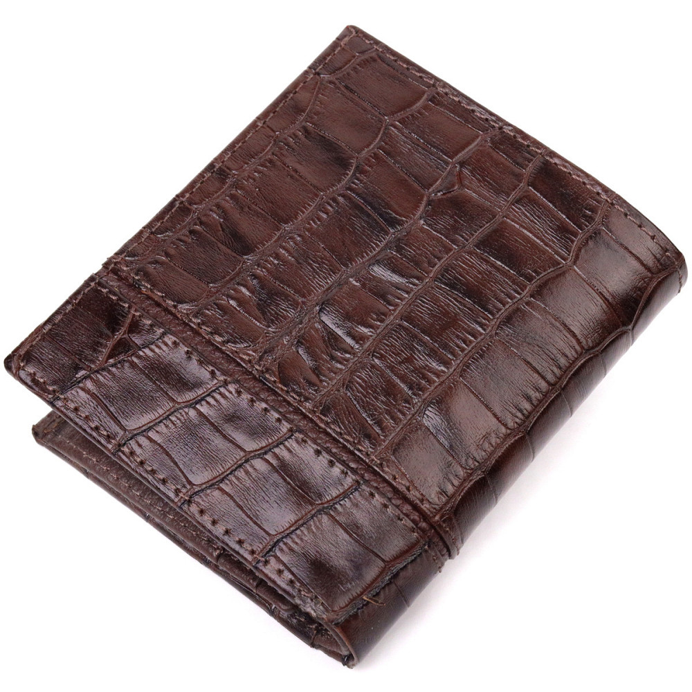 Стильное портмоне для мужчин из натуральной кожи с тиснением под крокодила KARYA 21324 Коричневый Киев - изображение 2