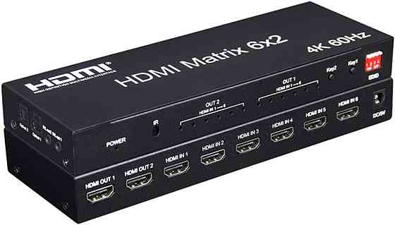 KVM перемикач HDMI Matrix 6*2 (6 входів, 2 виходи) Луцк