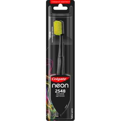 Зубна щітка Colgate Neon 2548 кінчиків щетинок середньої жорсткості Чорна (2172000000023) Вінниця