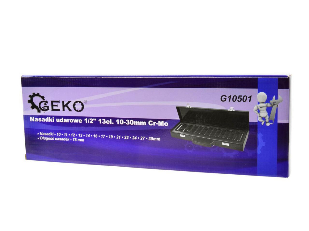 Набір ударних головок торцевих "GeKo" 1/2" 13 штук 10-30 мм [Cr-Mo] Киев - изображение 4