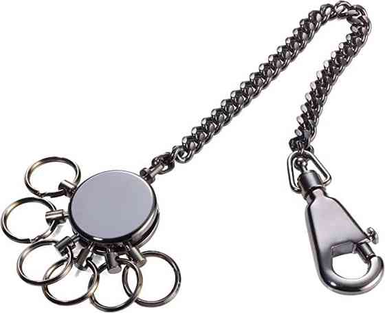 Брелок с карабином Troika с цепочкой и шестью кольцами Серебристый Киев