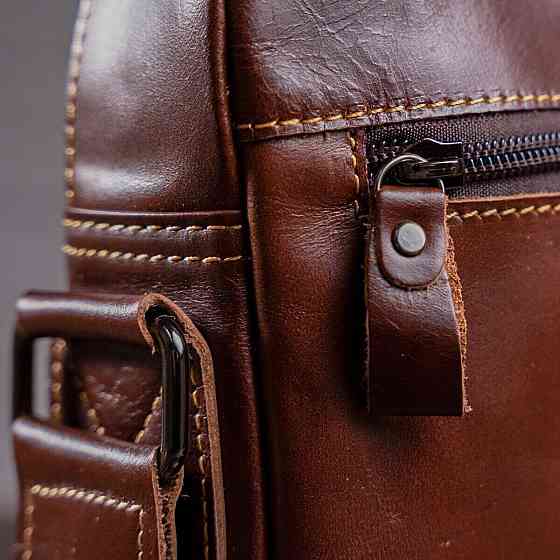 Сумка мужская гладкая Vintage 14700 Коричневая Киев